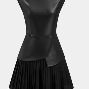 Commense Black Faux Leather Peplum Mini Dress